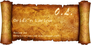 Orián Larina névjegykártya